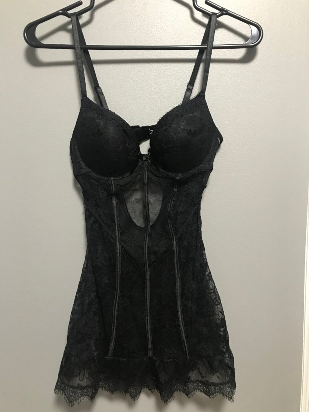Goth Black Lace Babydoll Nightie Lingerie SMALL Marilyn Monroe